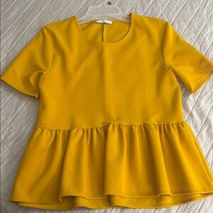 Zara Mustard Peplum Blouse